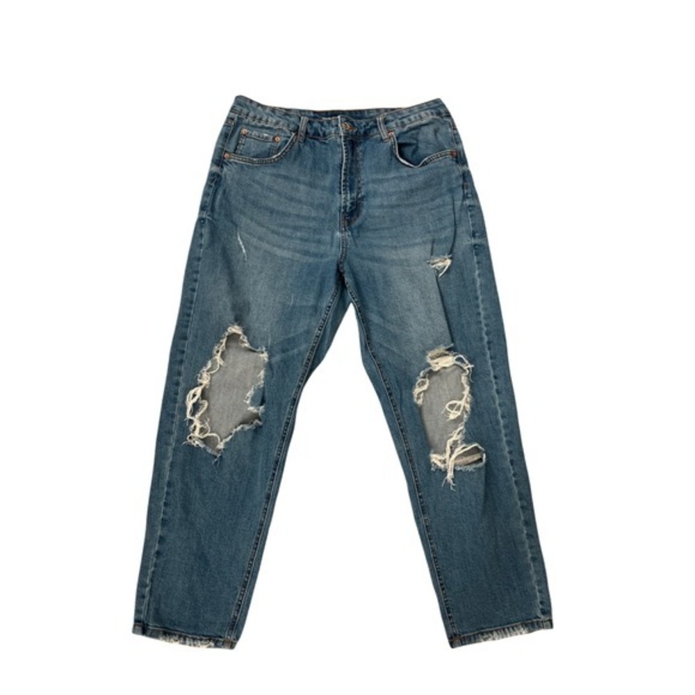 Wild Fable Womens Blue Distressed High Rise Mom Jeans Size 14